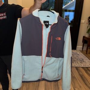 The North Face Light Blue and Dark Gray Fleece Jacket